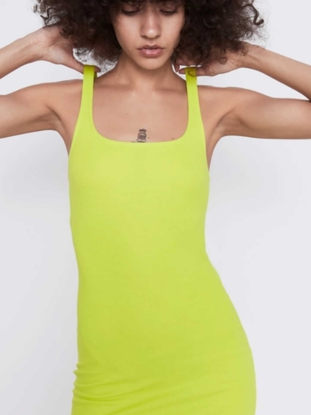 Zara-Fitted Dress Lime Green/Neon Green